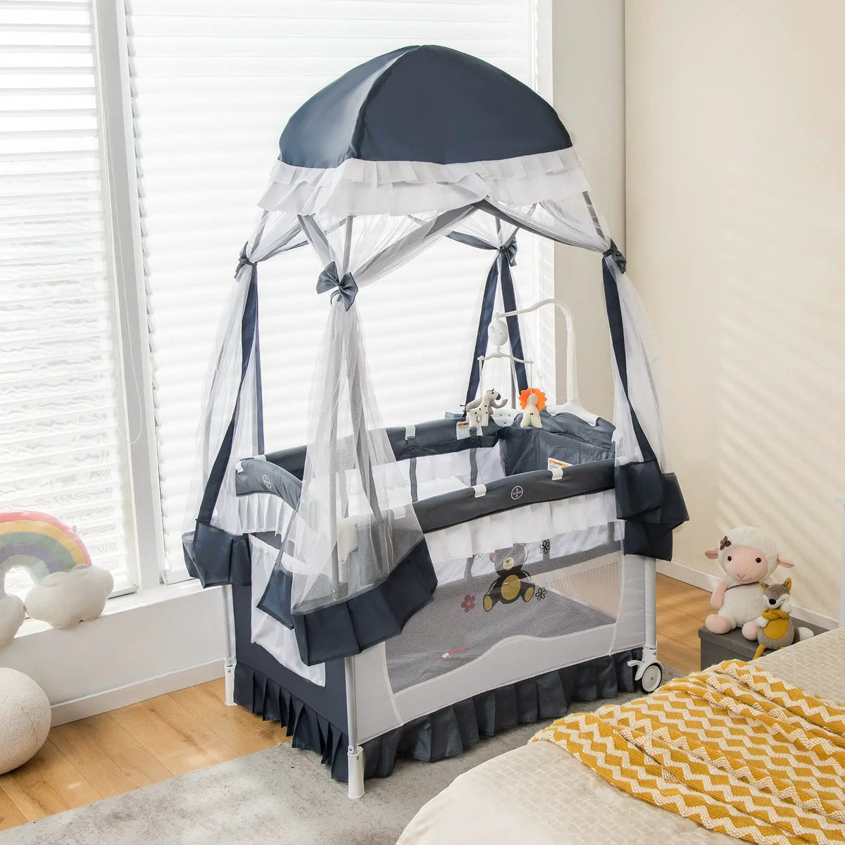 Convertible Bassinet with Removable Changing Table and Detachable Mesh Net by DirectDeals