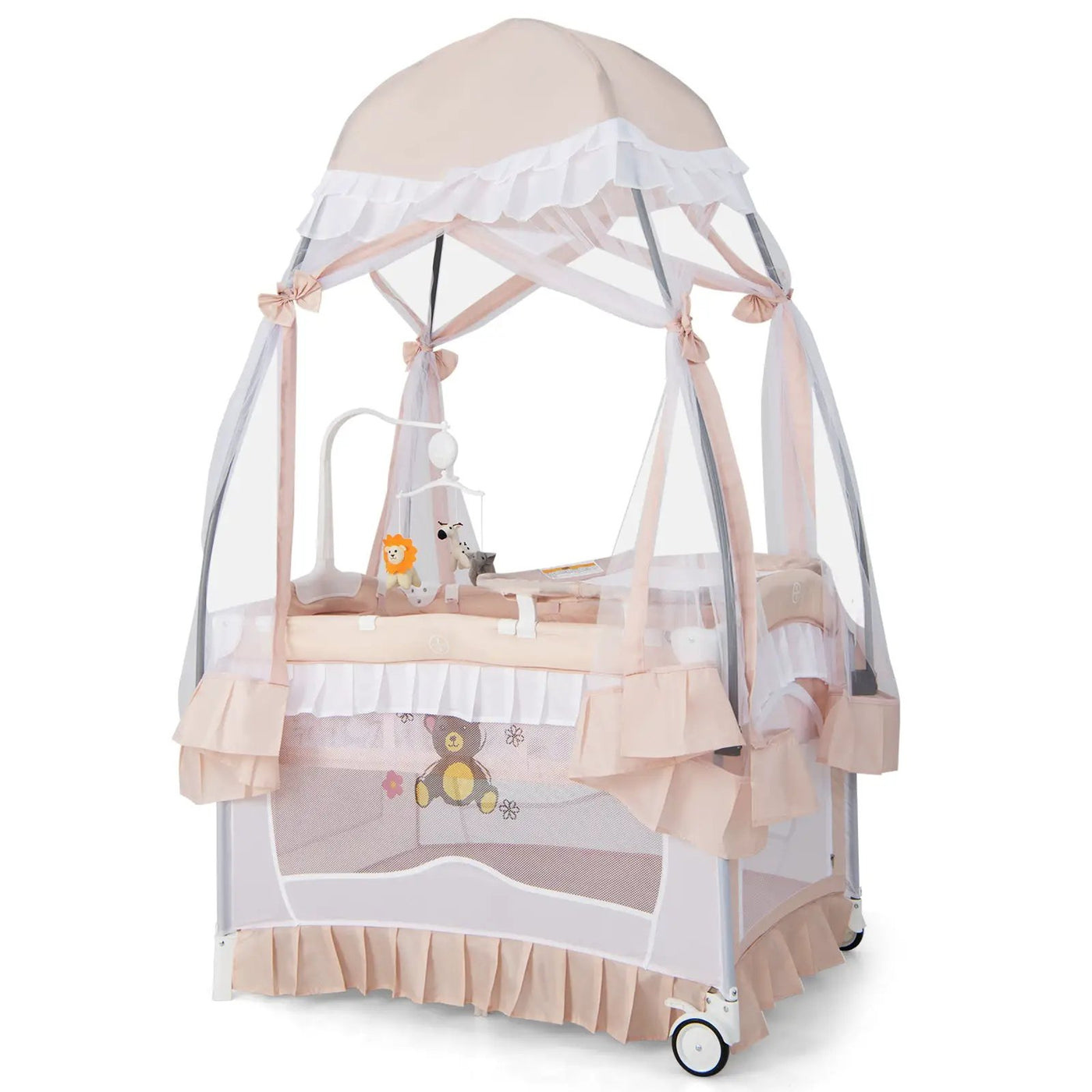 Convertible Bassinet with Removable Changing Table and Detachable Mesh Net by DirectDeals