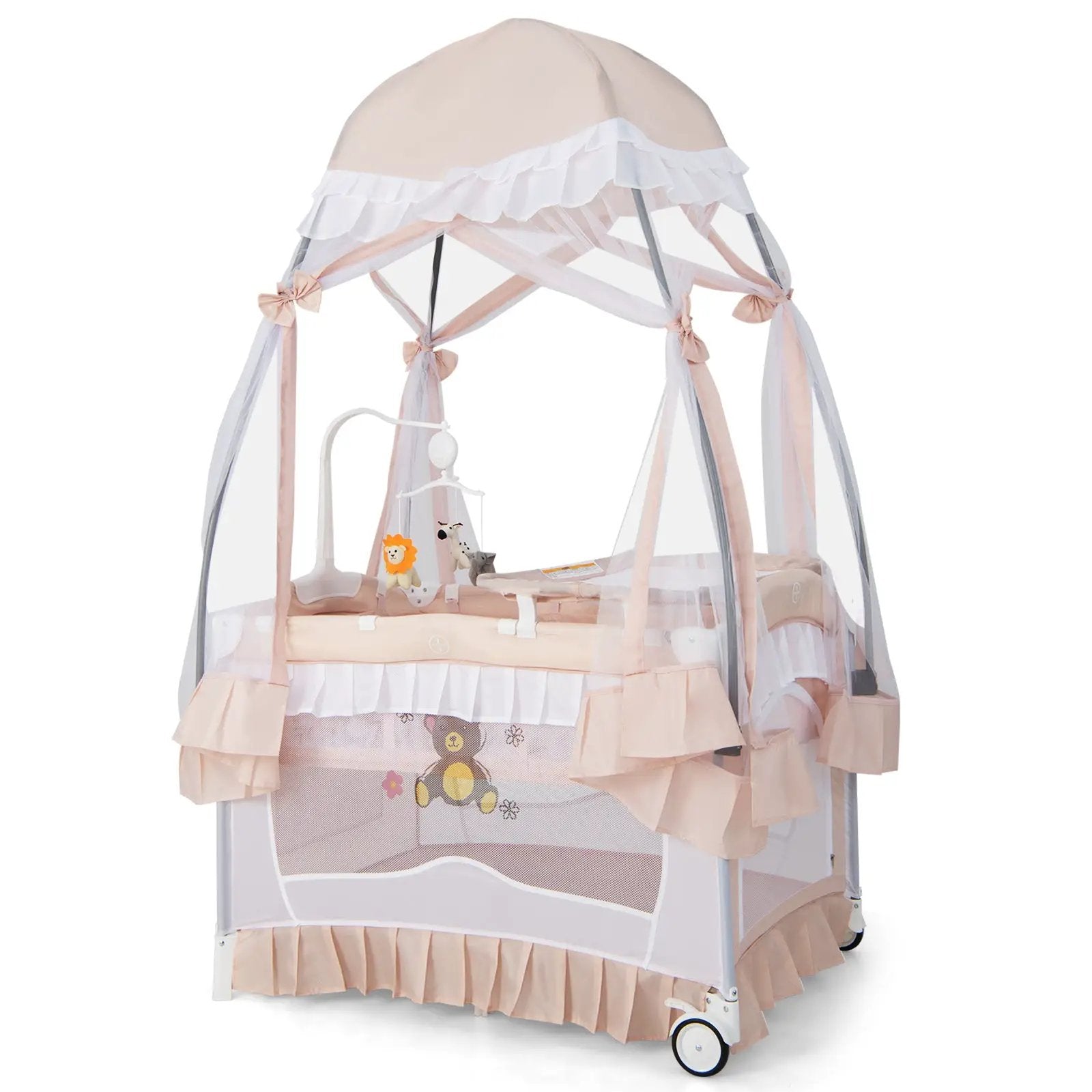 Convertible Bassinet with Removable Changing Table and Detachable Mesh Net by DirectDeals
