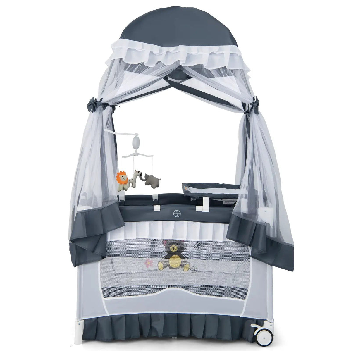 Convertible Bassinet with Removable Changing Table and Detachable Mesh Net by DirectDeals