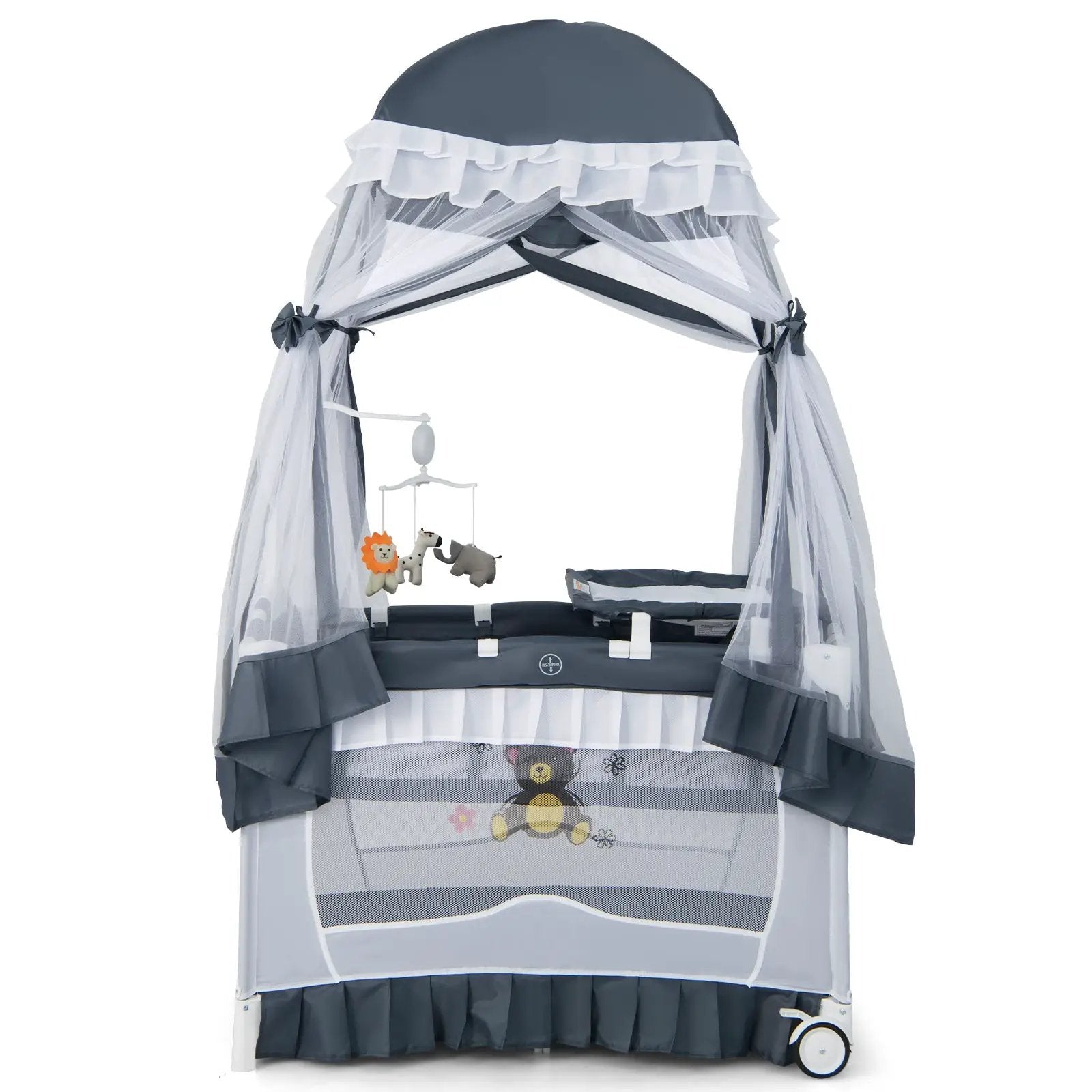 Convertible Bassinet with Removable Changing Table and Detachable Mesh Net by DirectDeals