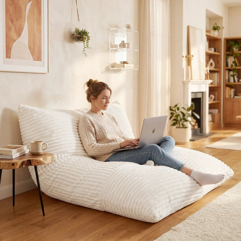 Convertible Bean Bag Floor Sofa with Washable Corduroy Cover by DirectDeals