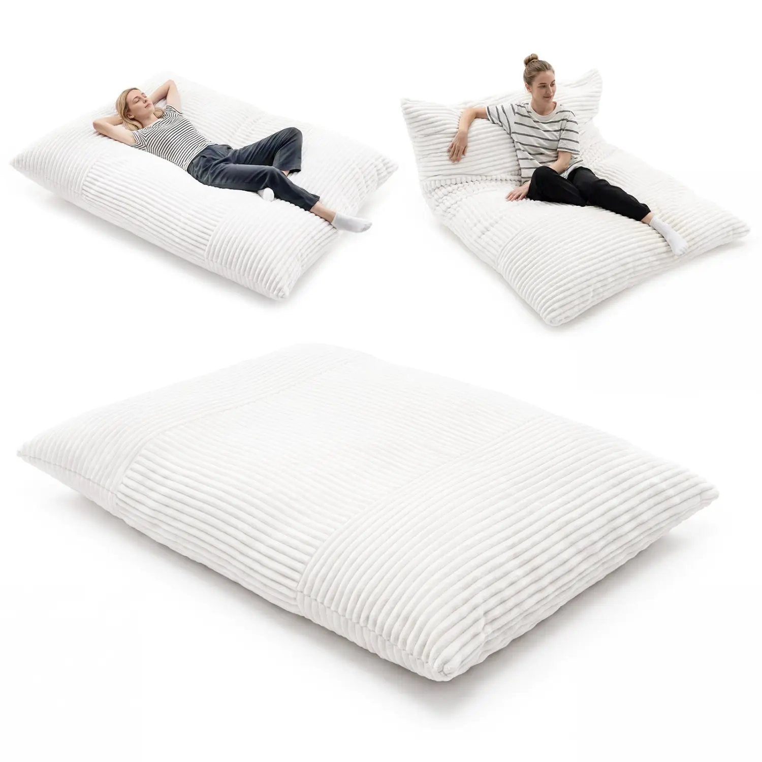 Convertible Bean Bag Floor Sofa with Washable Corduroy Cover by DirectDeals
