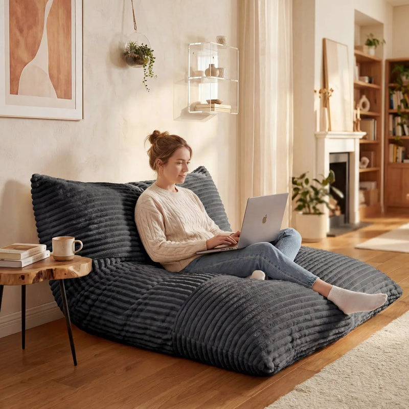 Convertible Bean Bag Floor Sofa with Washable Corduroy Cover by DirectDeals
