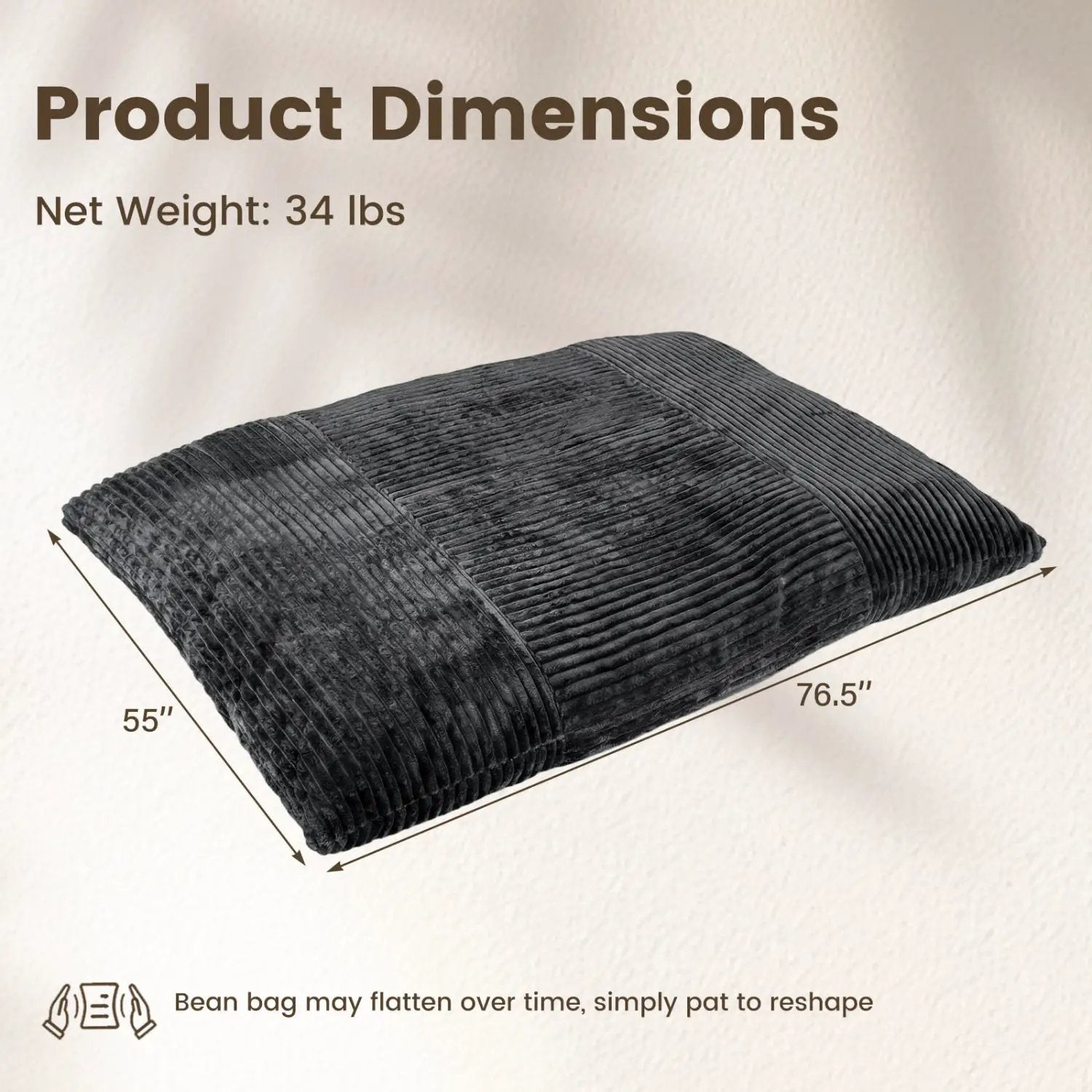 Convertible Bean Bag Floor Sofa with Washable Corduroy Cover by DirectDeals