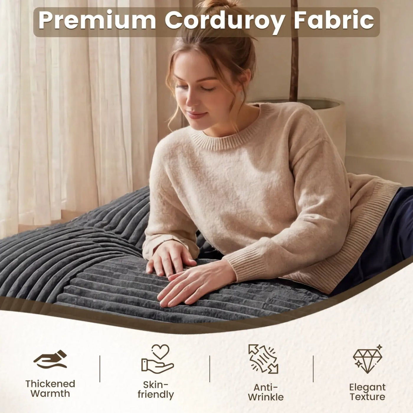 Convertible Bean Bag Floor Sofa with Washable Corduroy Cover by DirectDeals
