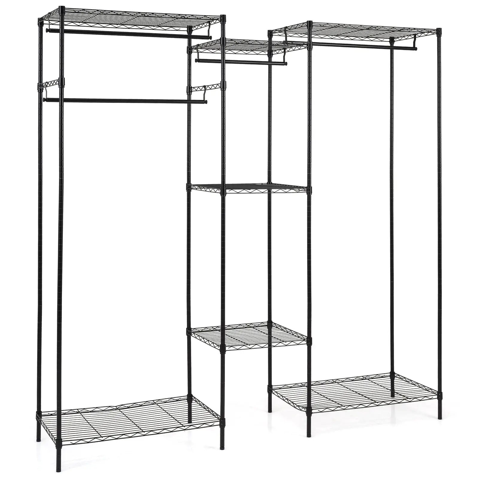 Convertible Clothes Organizer with L-shape and Horizontal Installation-Black by DirectDeals