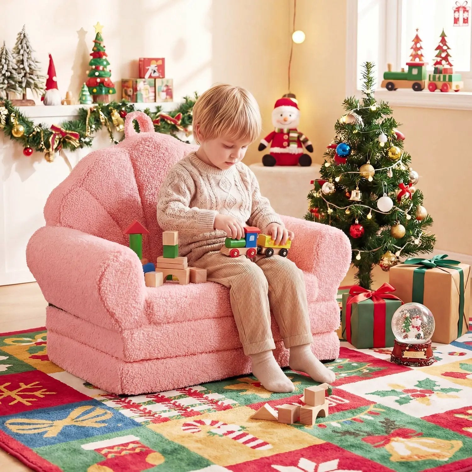 Convertible Kids Sofa 2-in-1 Fold out Toddler Couch Chair by DirectDeals