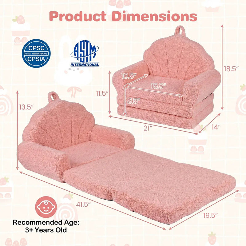 Convertible Kids Sofa 2-in-1 Fold out Toddler Couch Chair by DirectDeals