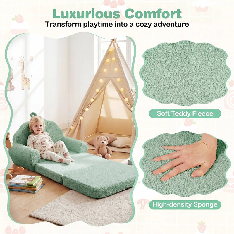 Convertible Kids Sofa 2-in-1 Fold out Toddler Couch Chair by DirectDeals