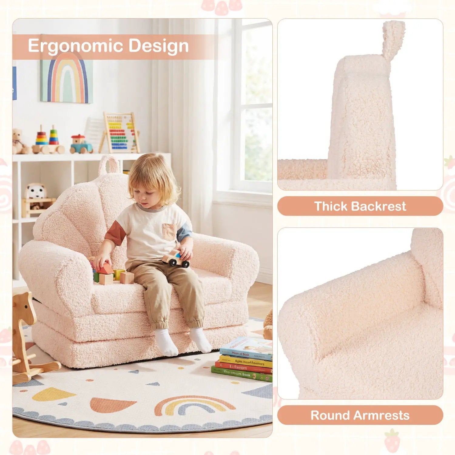 Convertible Kids Sofa 2-in-1 Fold out Toddler Couch Chair by DirectDeals