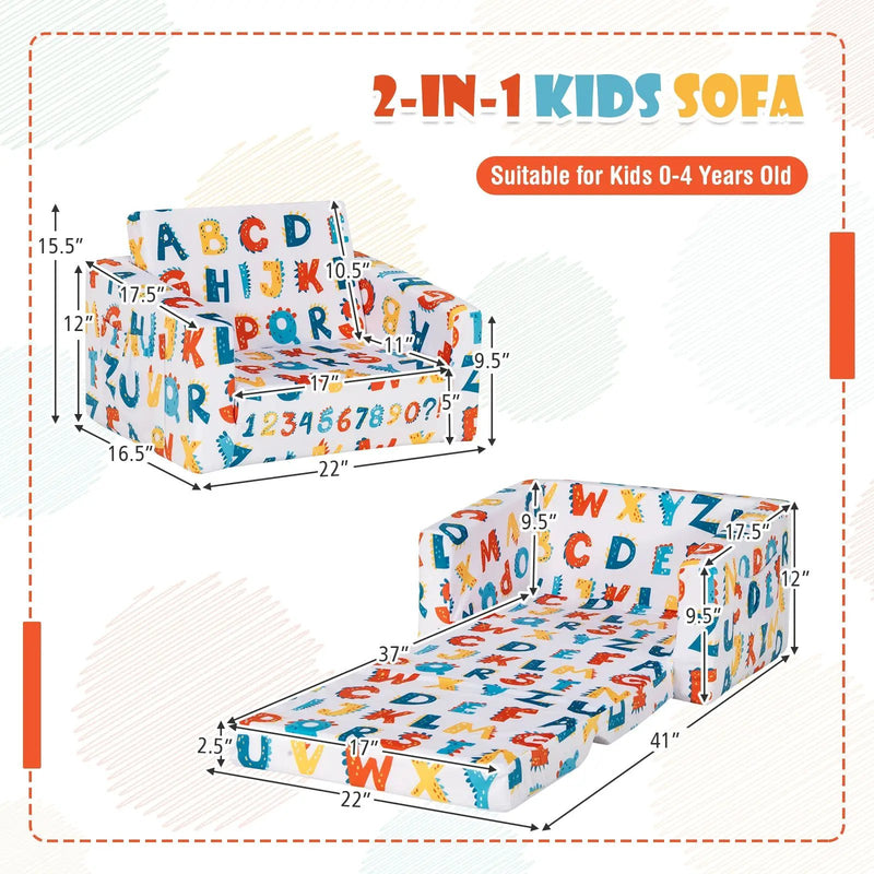 2-in-1 Convertible Kids Sofa with Velvet Fabric by DirectDeals