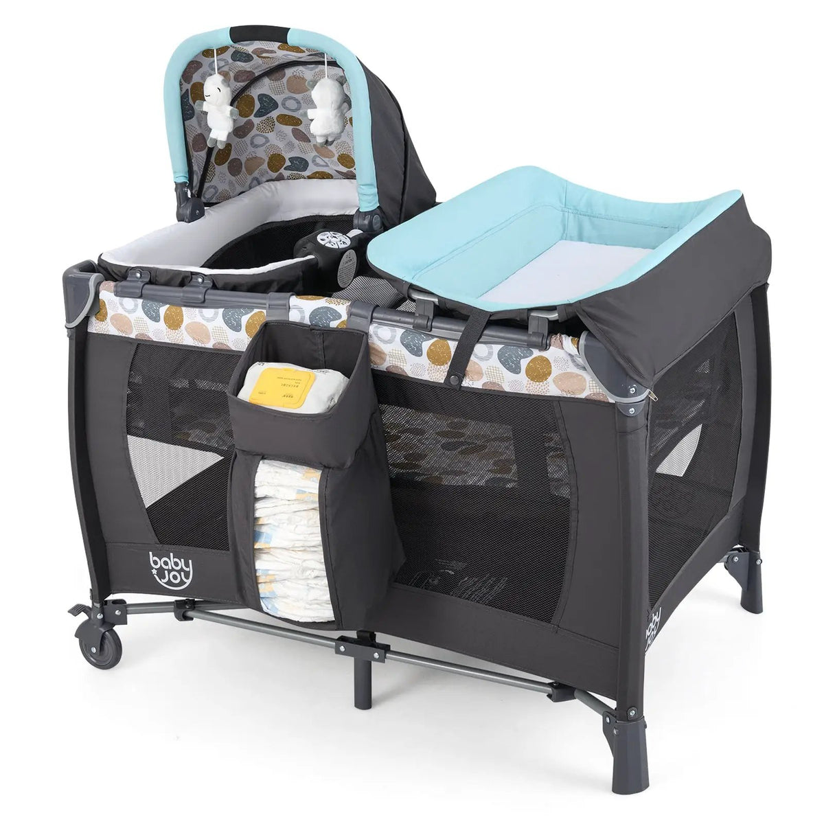 4-in-1 Convertible Portable Baby Playard Newborn Napper with Music and Toys by DirectDeals