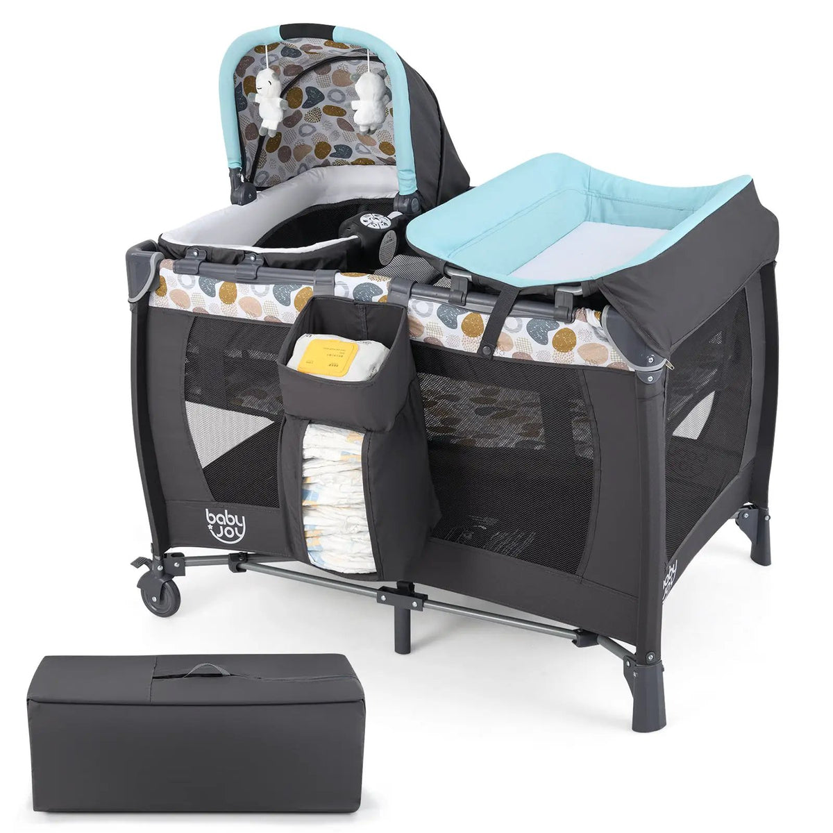 4-in-1 Convertible Portable Baby Playard Newborn Napper with Music and Toys by DirectDeals