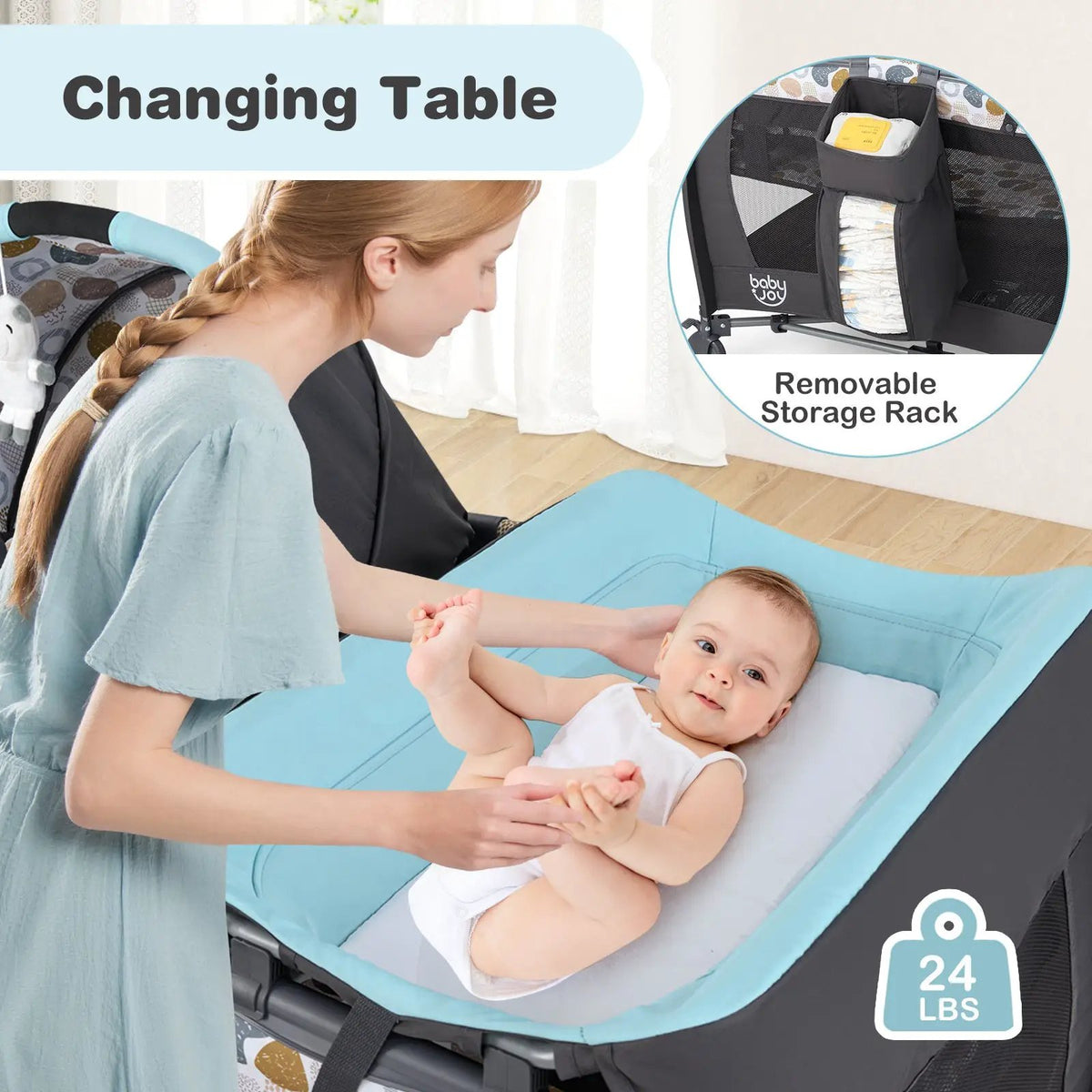 4-in-1 Convertible Portable Baby Playard Newborn Napper with Music and Toys by DirectDeals