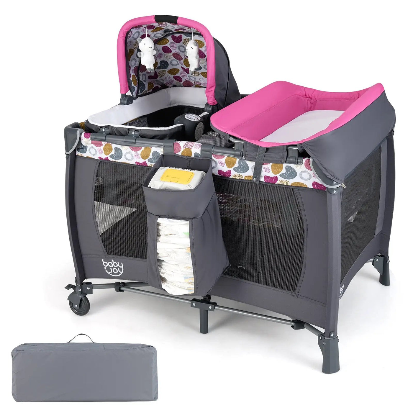 4-in-1 Convertible Portable Baby Playard Newborn Napper with Music and Toys by DirectDeals