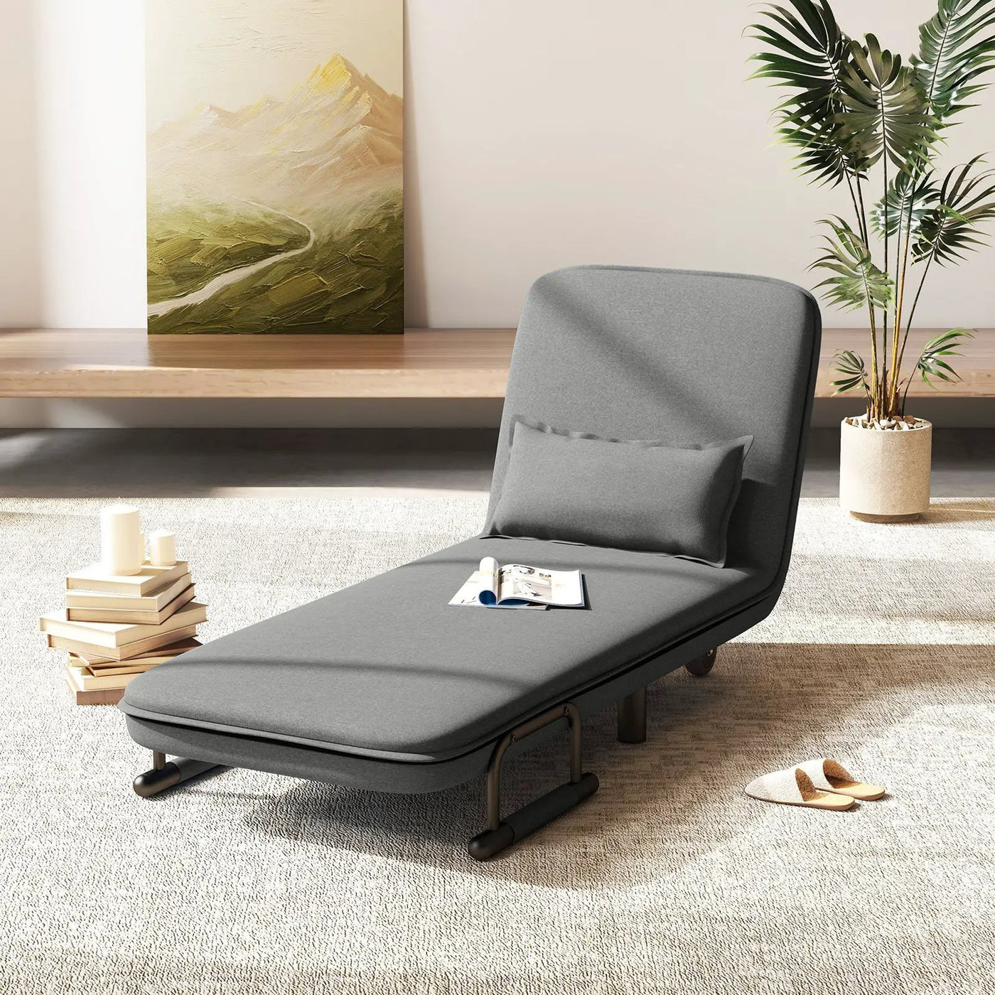 3-in-1 Convertible Sofa Bed with 5-Position Adjustable Backrest and Lumbar Pillow by DirectDeals