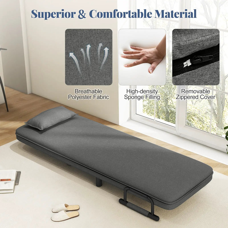 3-in-1 Convertible Sofa Bed with 5-Position Adjustable Backrest and Lumbar Pillow by DirectDeals