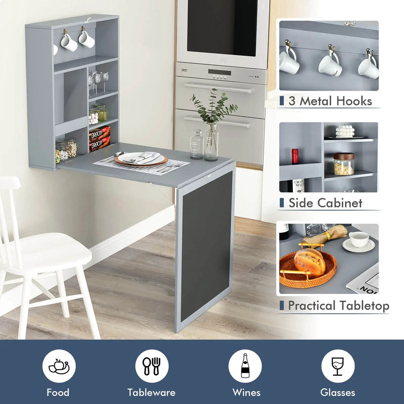 Convertible Wall Mounted Table with A Chalkboard by DirectDeals