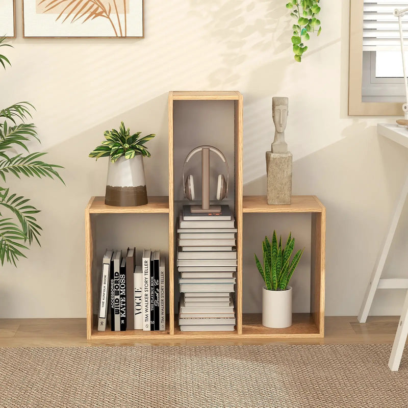 Convex Bookshelf 3-Shelf Open Bookcase Room Organizer with Anti-Toppling Device by DirectDeals