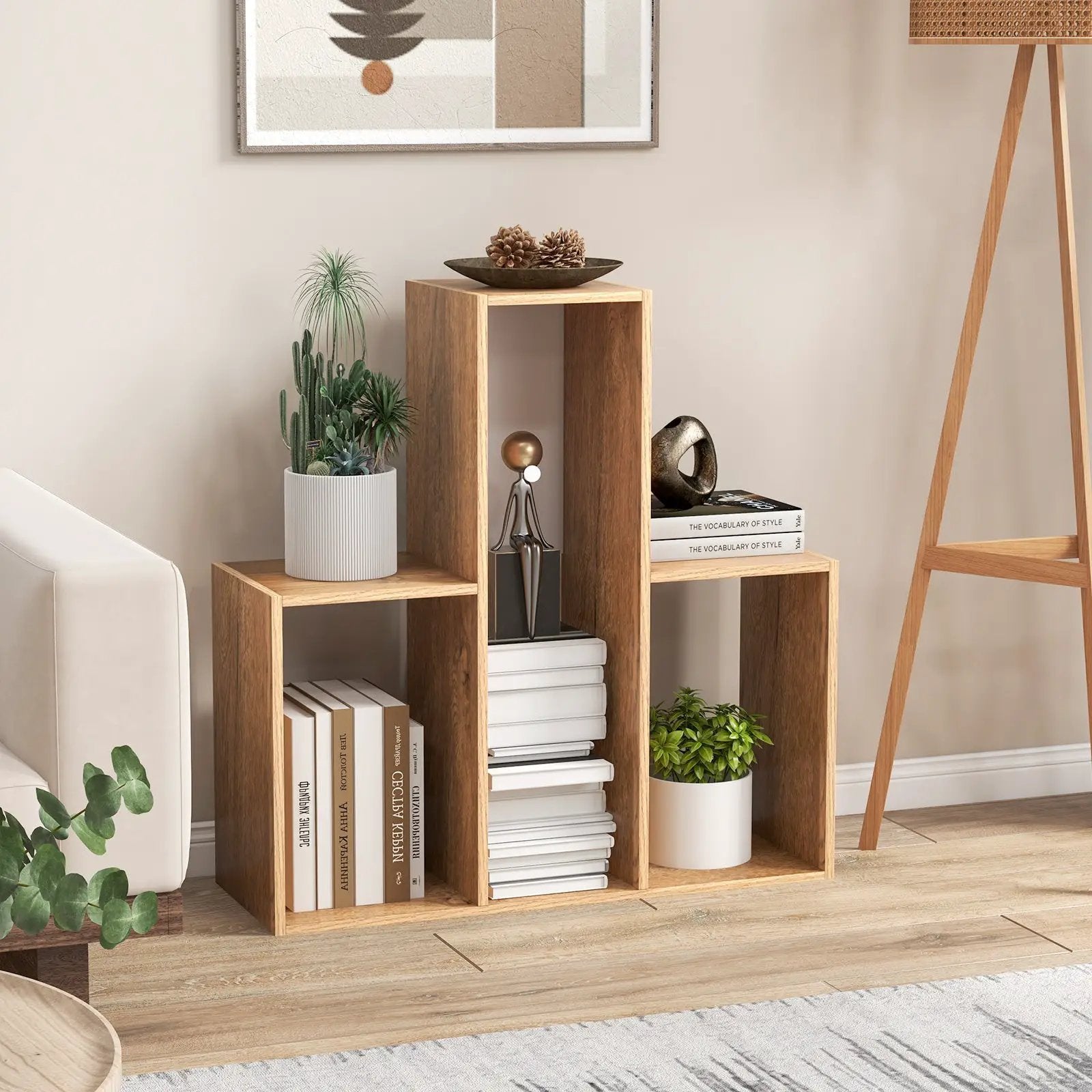 Convex Bookshelf 3-Shelf Open Bookcase Room Organizer with Anti-Toppling Device by DirectDeals