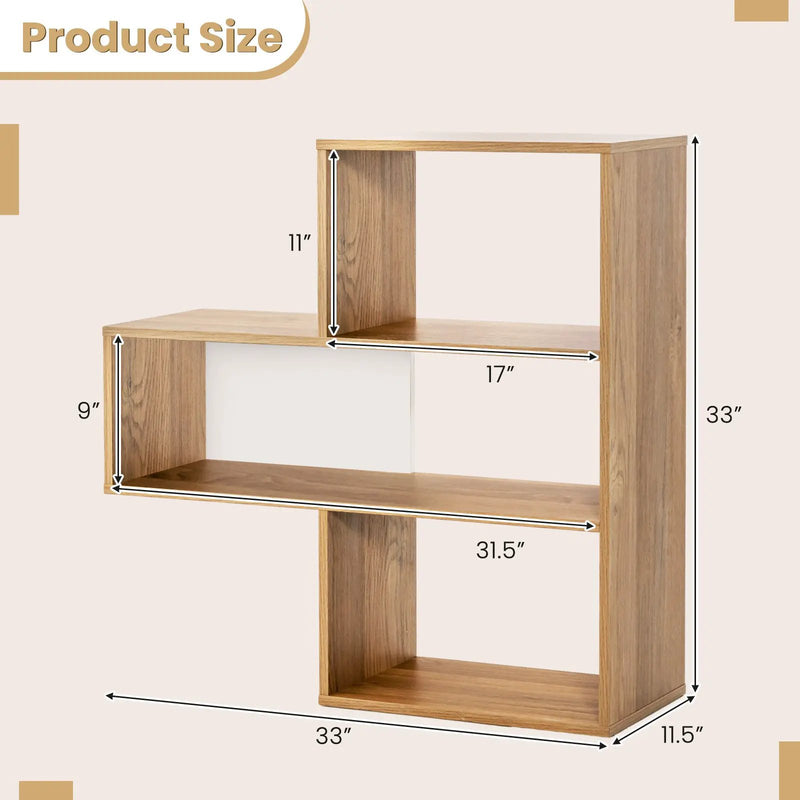 Convex Bookshelf 3-Shelf Open Bookcase Room Organizer with Anti-Toppling Device by DirectDeals
