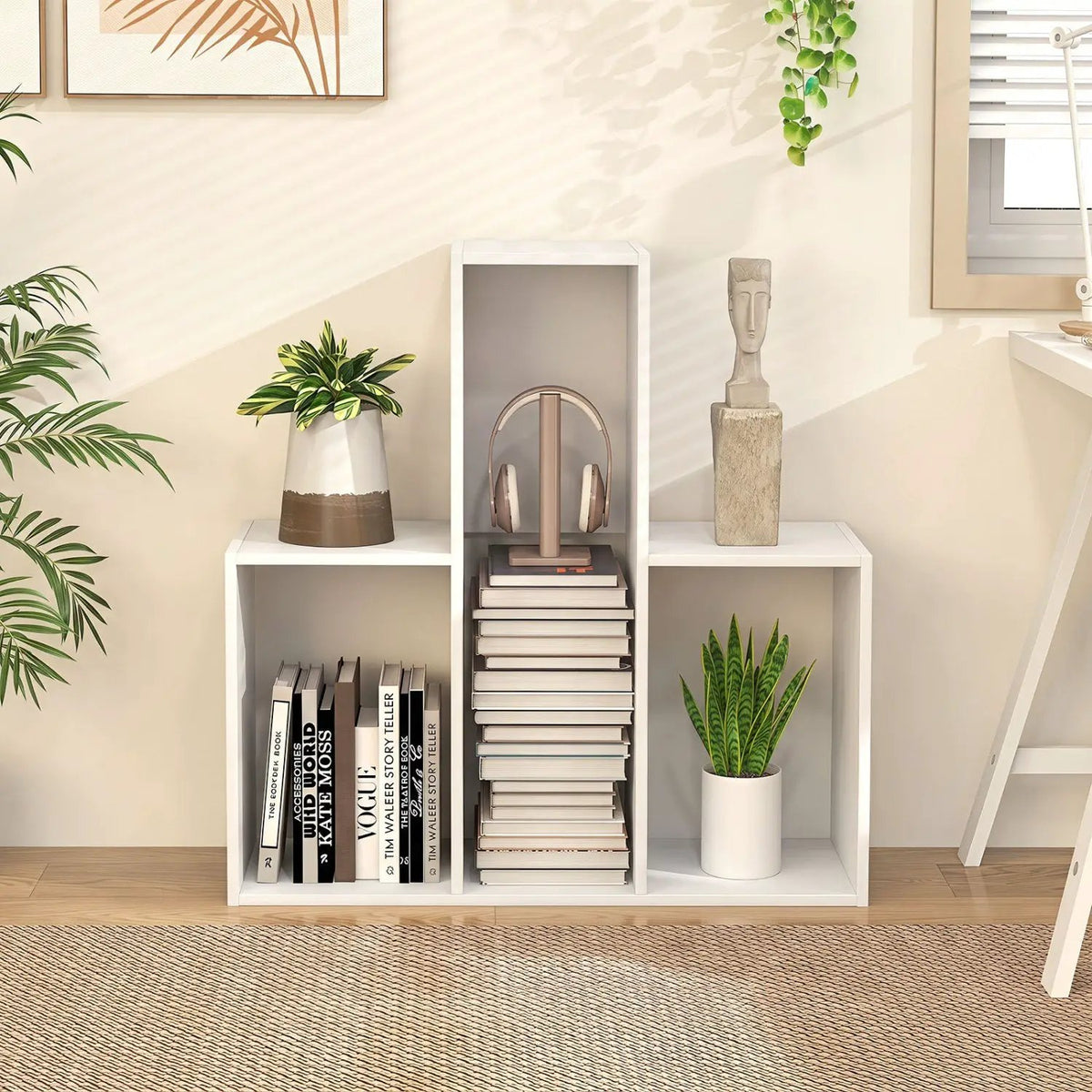 Convex Bookshelf with 3 Open Shelves and Anti-Tip Device by DirectDeals