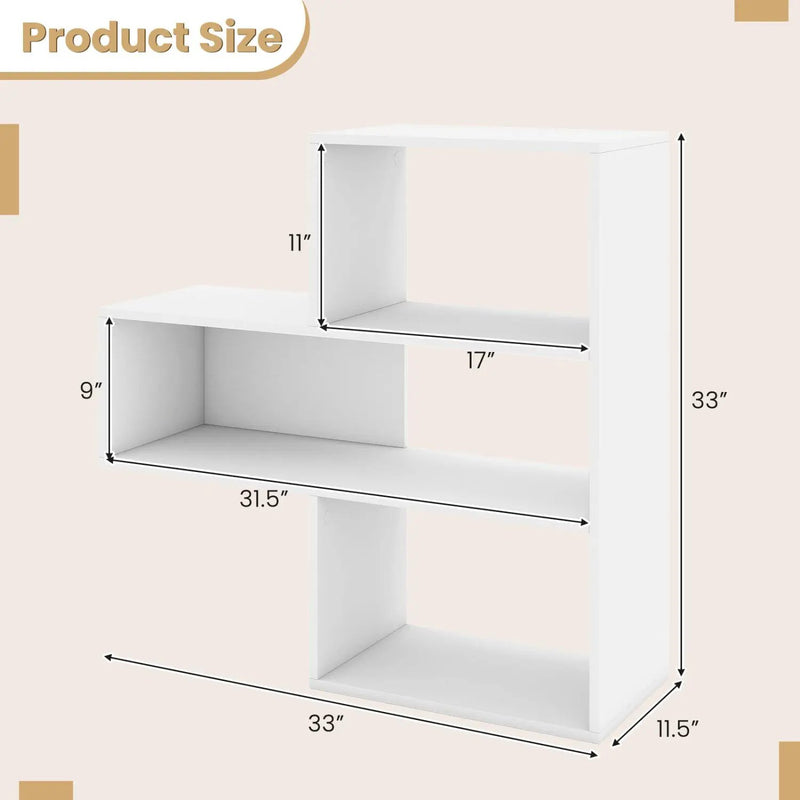 Convex Bookshelf with 3 Open Shelves and Anti-Tip Device by DirectDeals