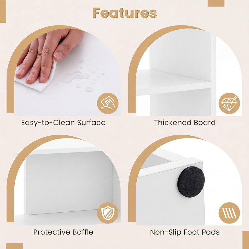 Convex Bookshelf with 3 Open Shelves and Anti-Tip Device by DirectDeals