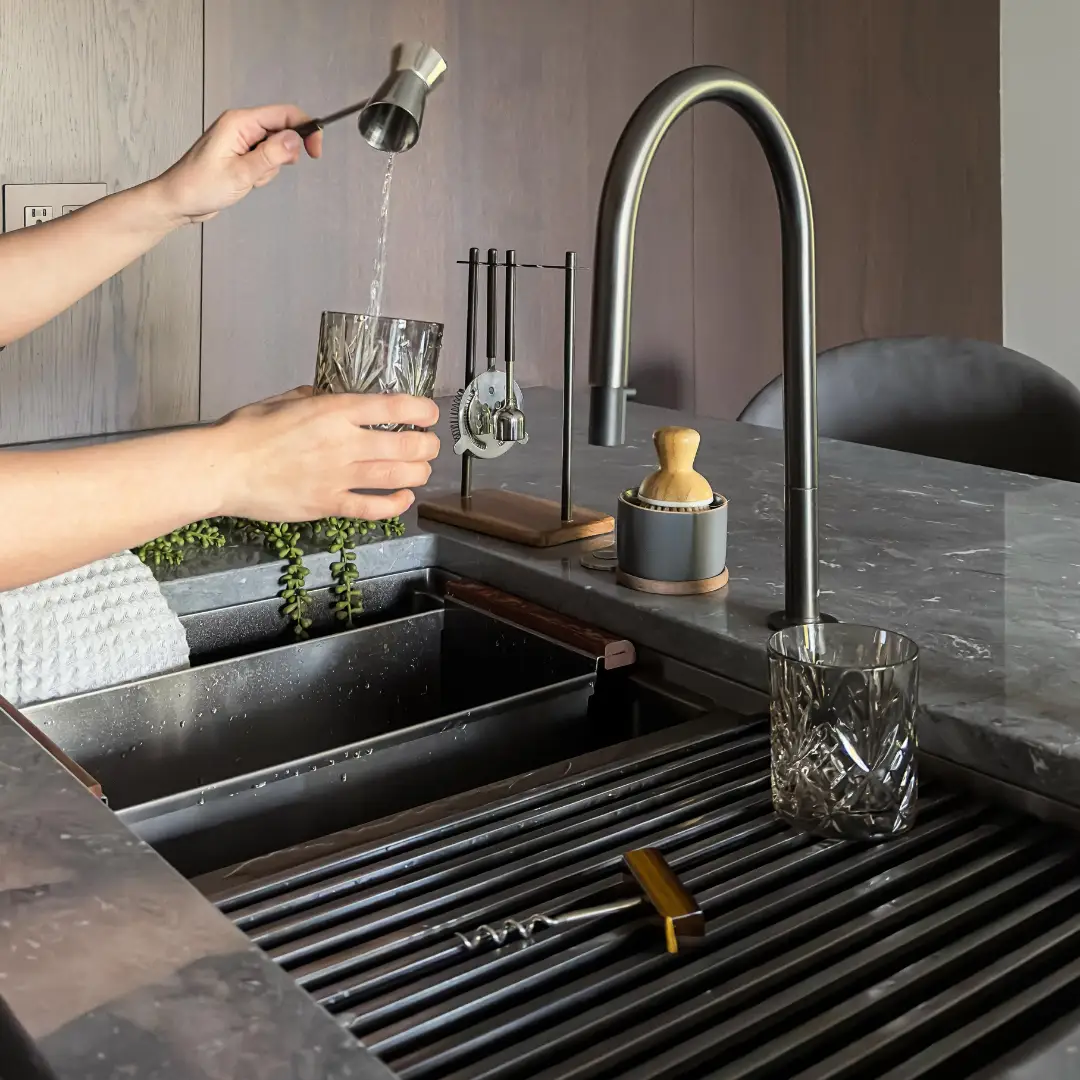 Zeek 32" Workstation Double Bowl Gunmetal Matte Black Undermount / Drop-In Kitchen Sink With Accessories PVD Nano Tech Coating ENZO ZW-B509 by ZEEK