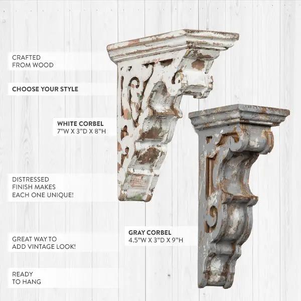 Antique Inspired Distressed Wooden Corbel, Pick Your Style by Decor Steals