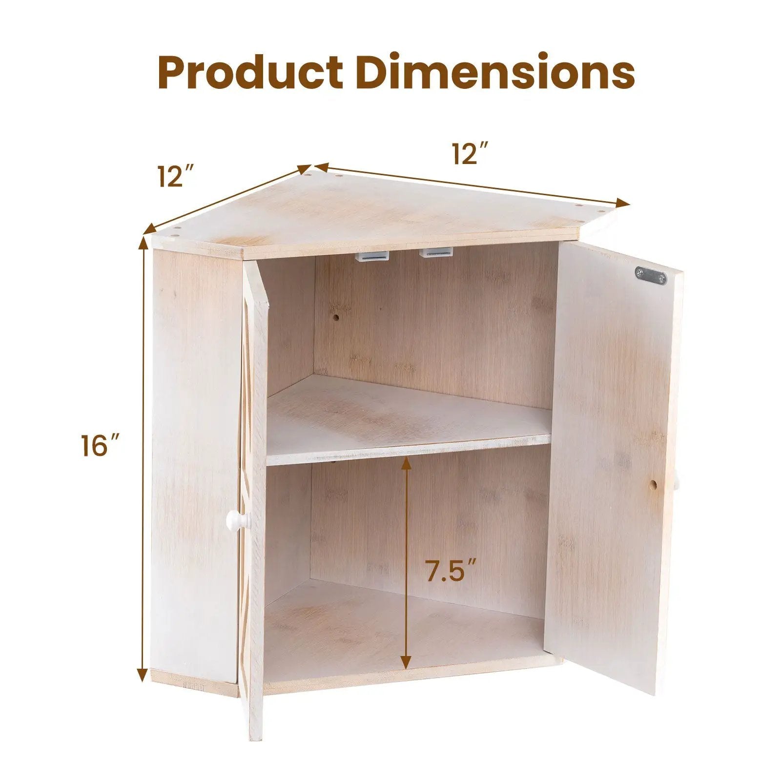 Corner Bread Box for Kitchen Counter Bamboo Double Layer Breadbox Organizer-White by DirectDeals