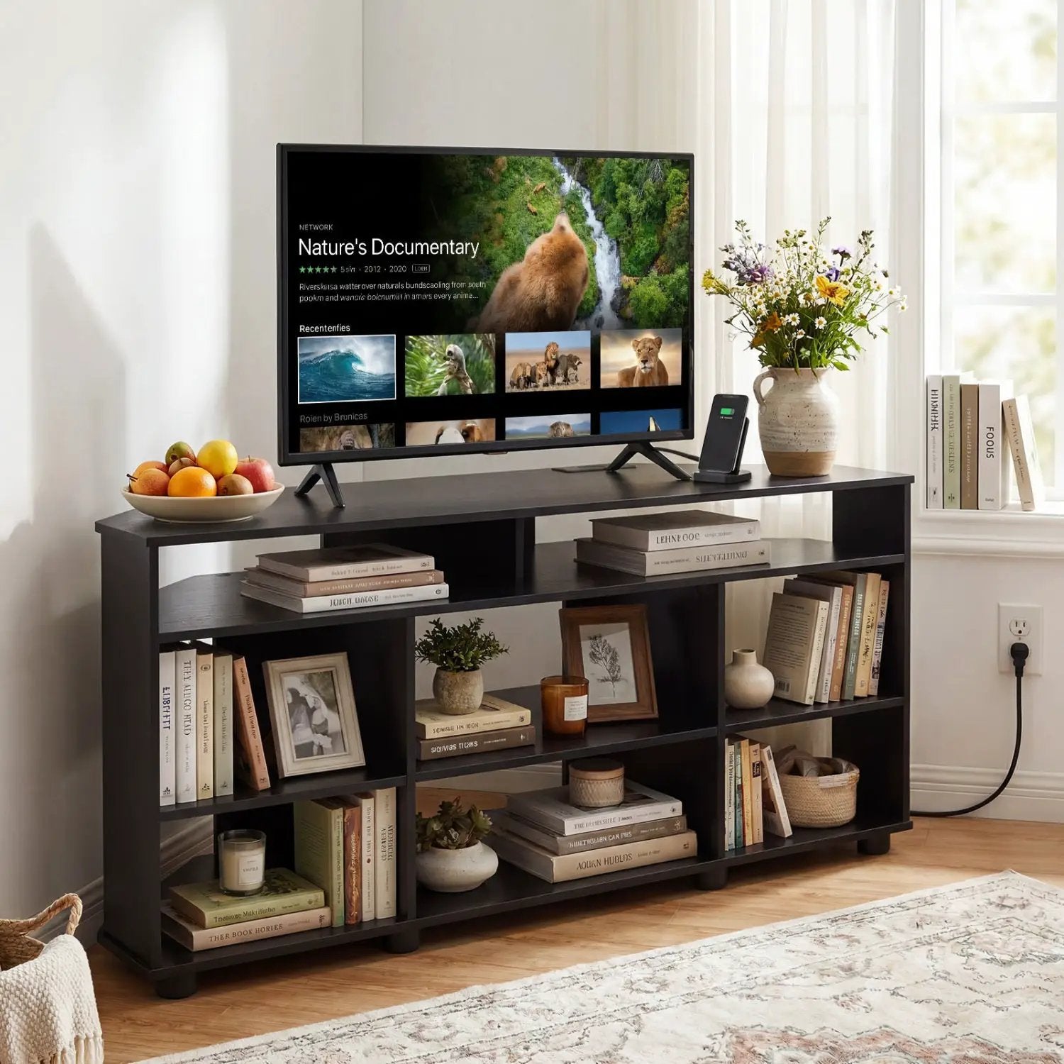 Corner TV Stand for TVs up to 55 Inch with Storage by DirectDeals
