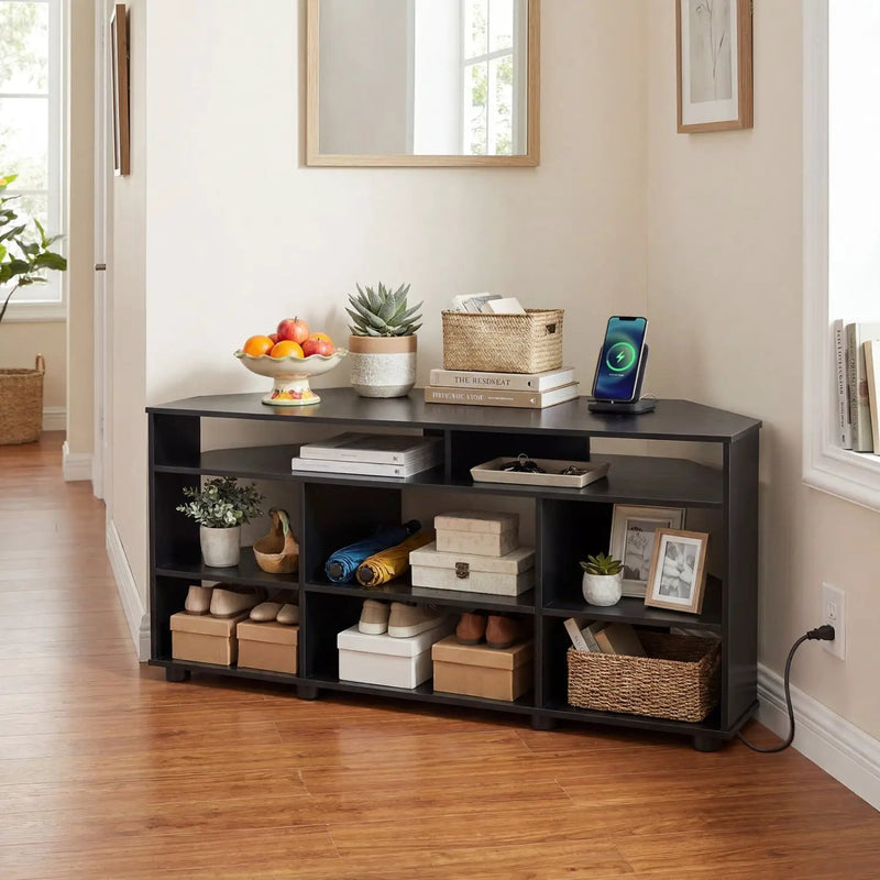 Corner TV Stand for TVs up to 55 Inch with Storage by DirectDeals