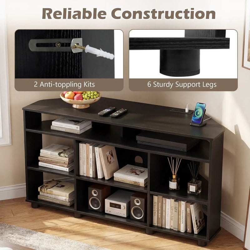 Corner TV Stand for TVs up to 55 Inch with Storage by DirectDeals