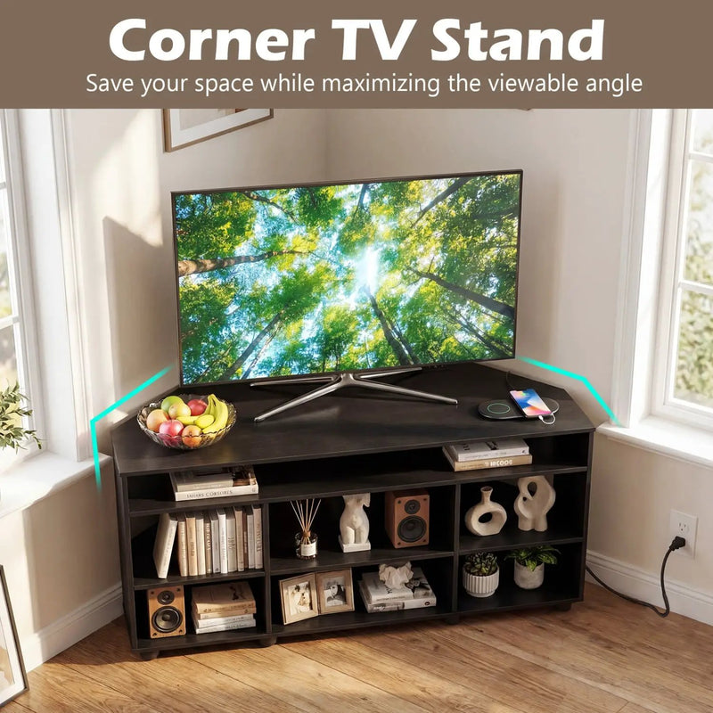 Corner TV Stand for TVs up to 55 Inch with Storage by DirectDeals