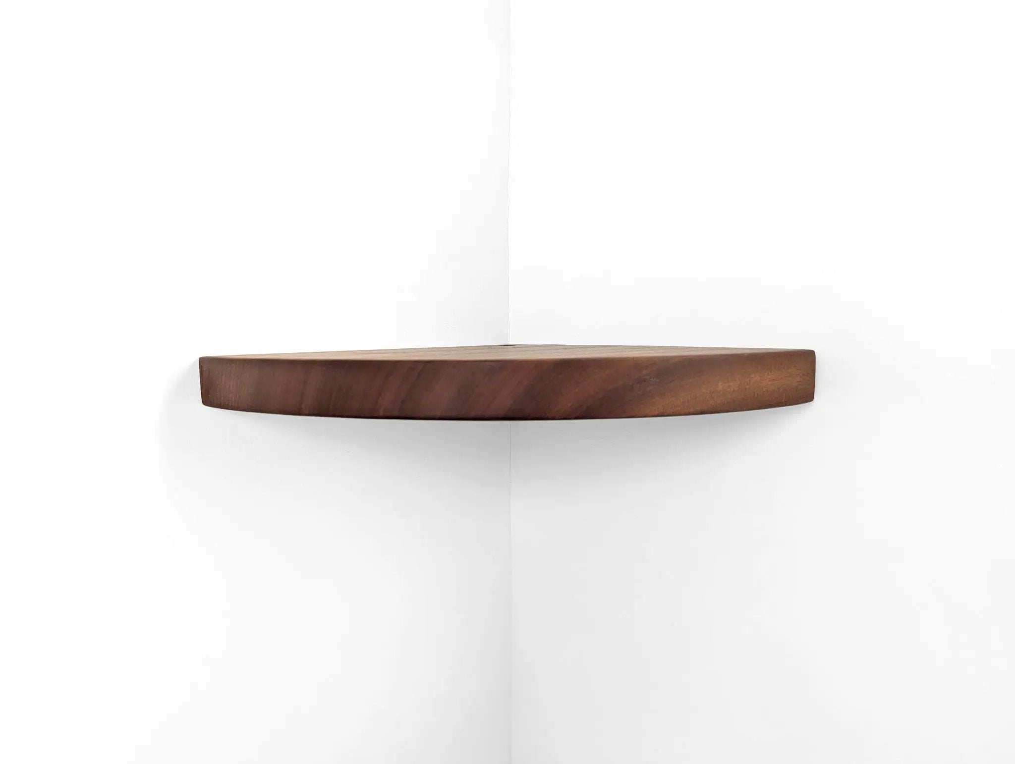 Floating Corner Shelf with Cord Hole in Mahogany by NookWoodworking