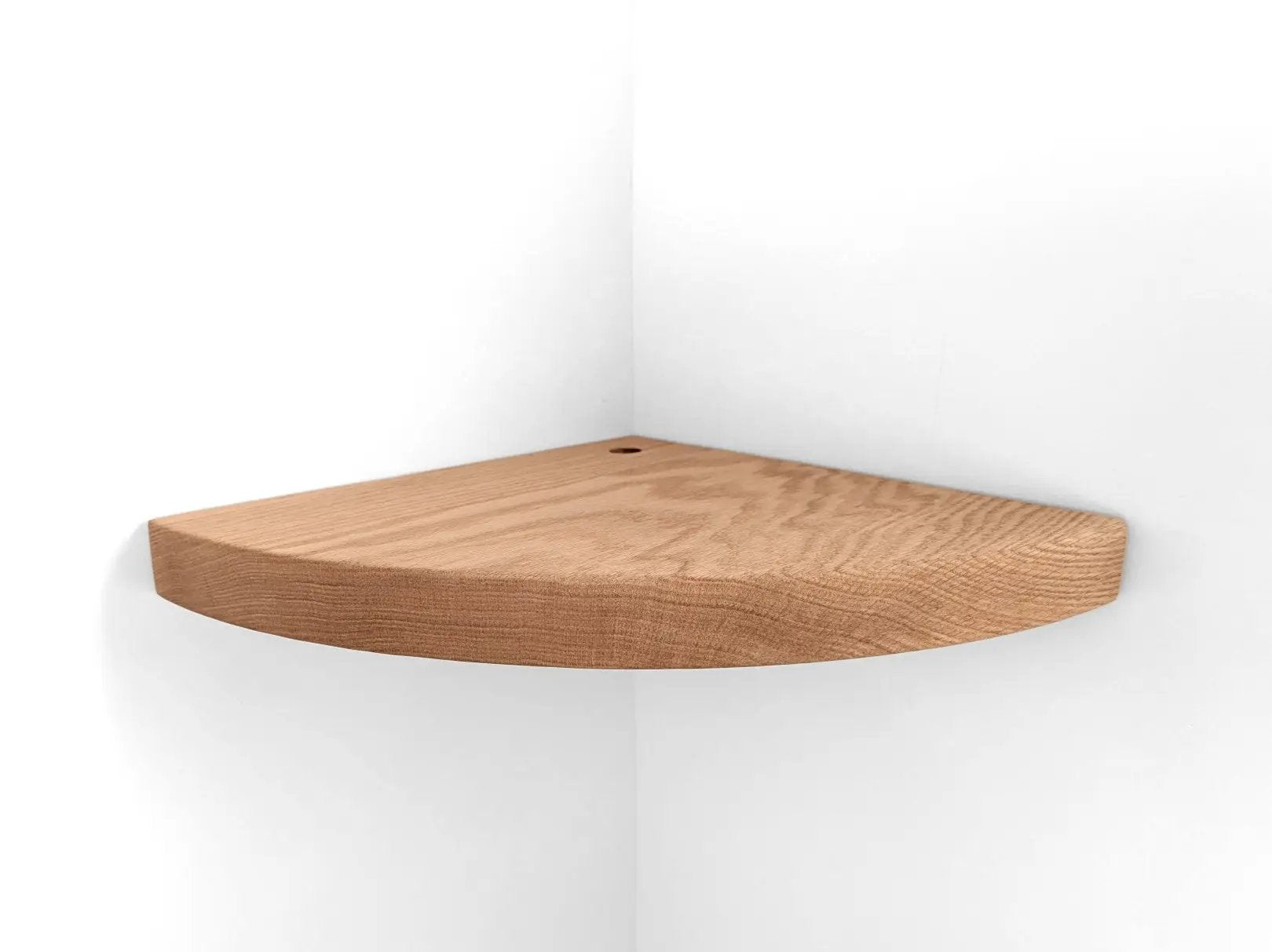 Floating Corner Shelf with Cord Hole in Mahogany by NookWoodworking