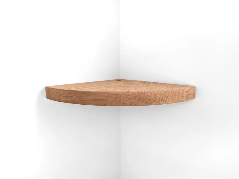 Floating Corner Shelf with Cord Hole in Mahogany by NookWoodworking