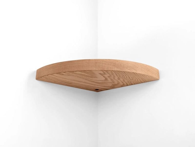 Floating Corner Shelf with Cord Hole in Mahogany by NookWoodworking