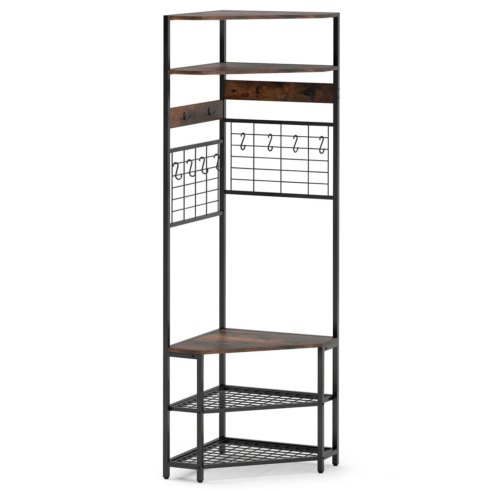 5-Tier Corner Hall Tree with Shoe Storage Bench by DirectDeals