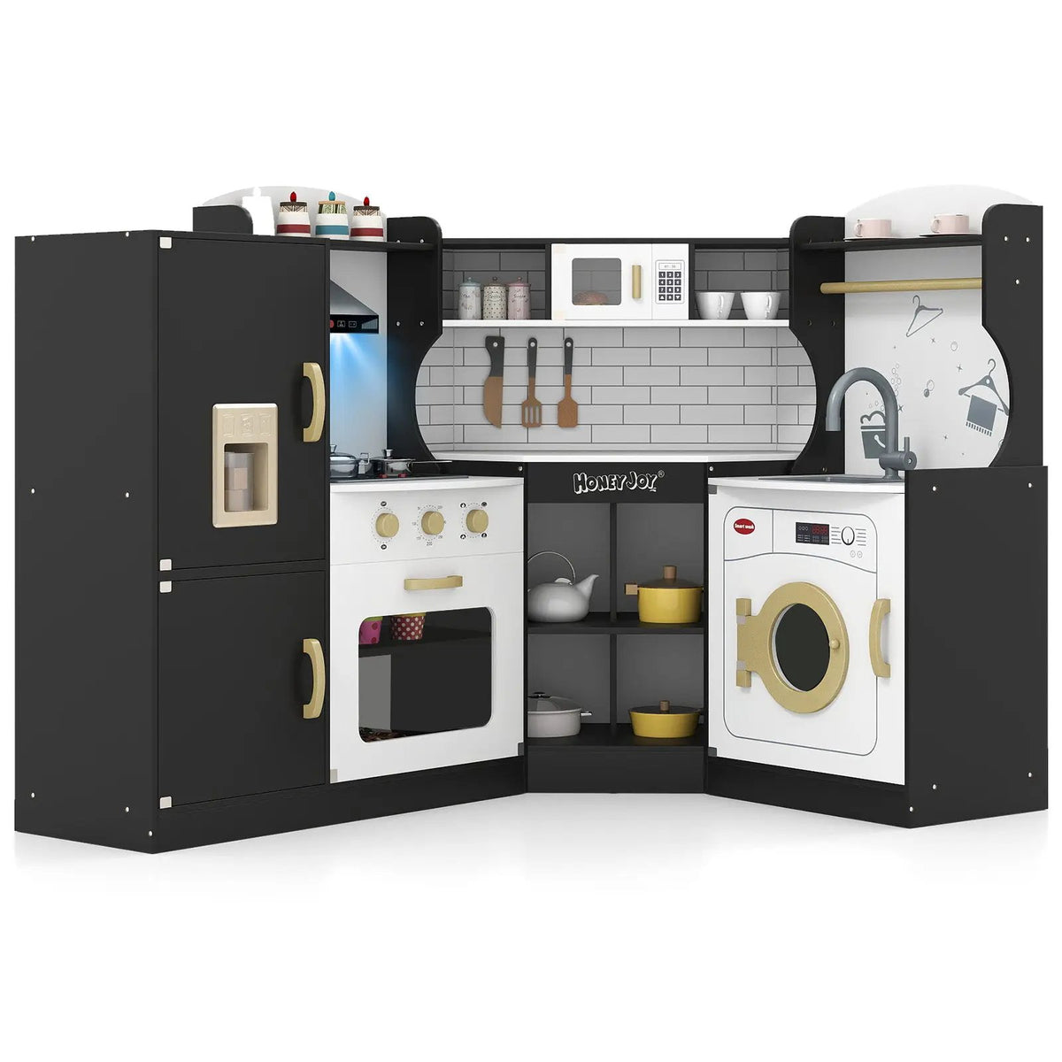 Corner Kids Play Kitchen with Washing Machine and Ice Maker Gift for Boys Girls by DirectDeals