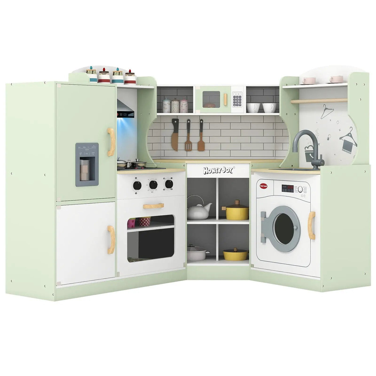 Corner Kids Play Kitchen with Washing Machine and Ice Maker Gift for Boys Girls by DirectDeals