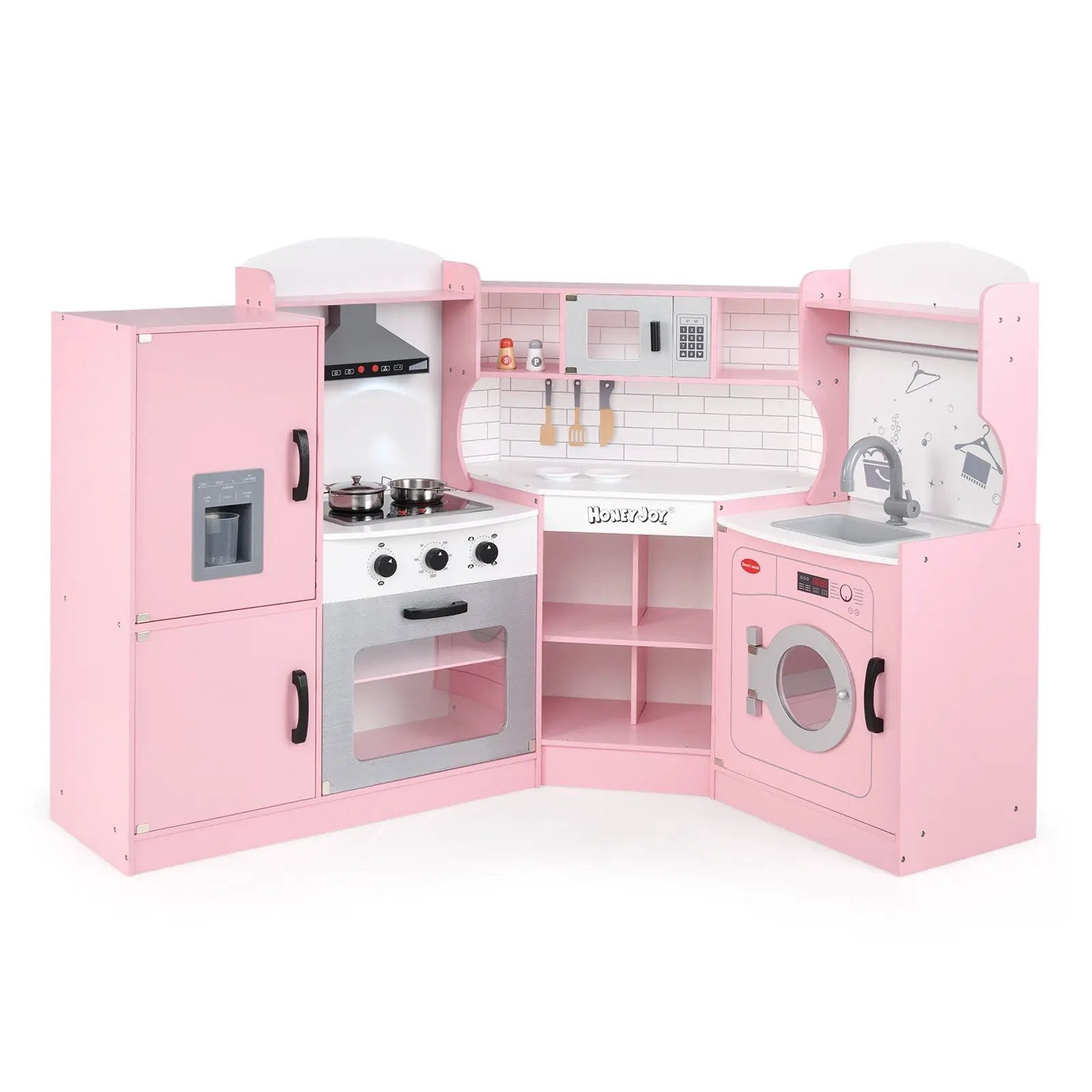 Corner Kids Play Kitchen with Washing Machine and Ice Maker Gift for Boys Girls by DirectDeals