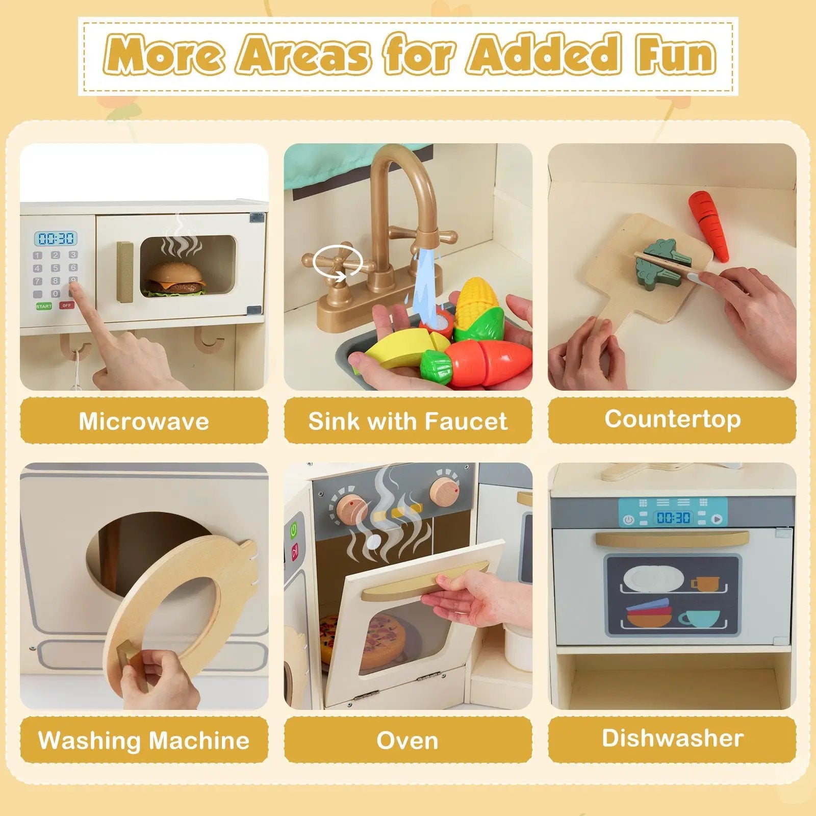 Corner Kitchen Toys with Lights and Sounds with Pull-out Trash Can and Stoves by DirectDeals