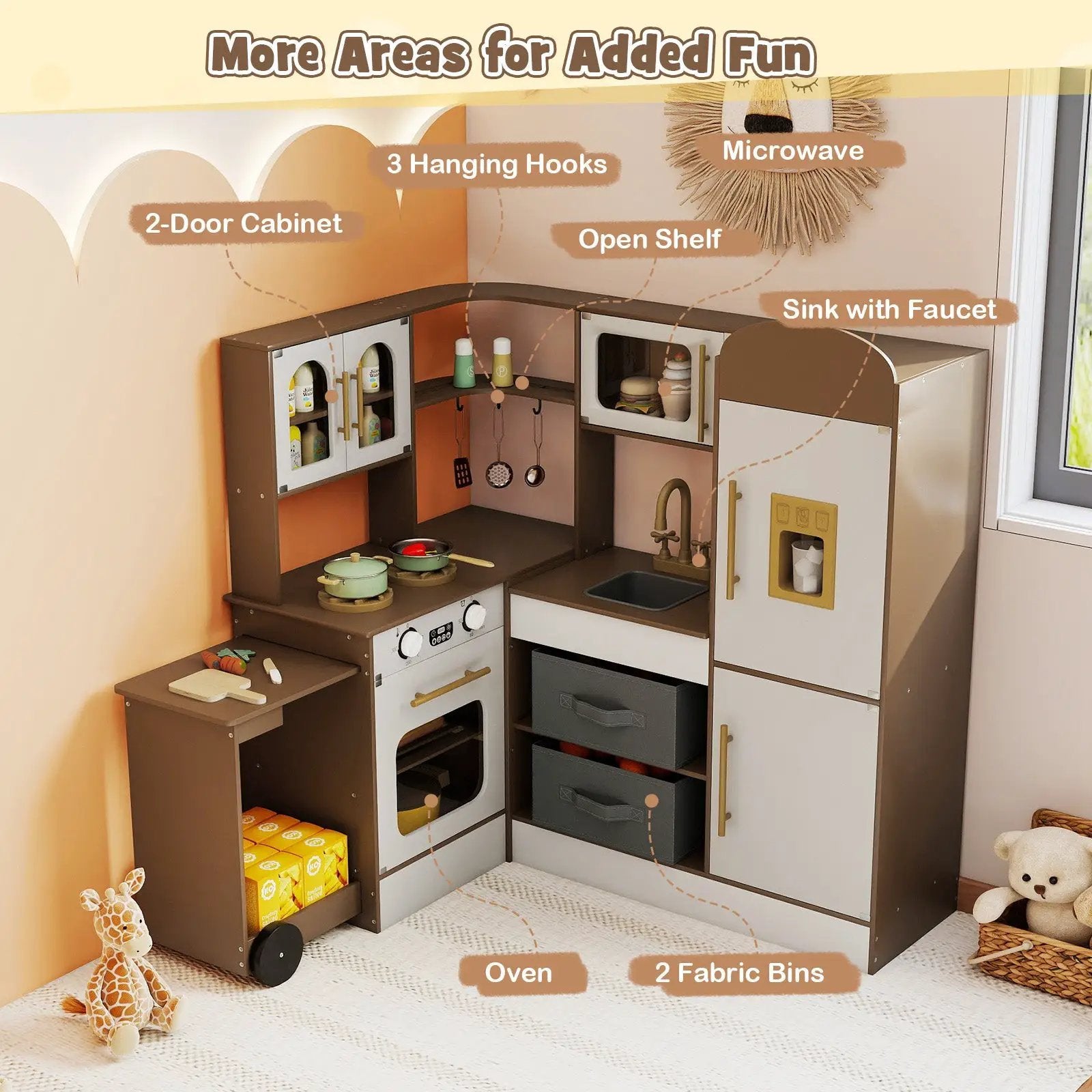 Corner Kitchen with Lights and Sounds for Kids Ages 3+ by DirectDeals