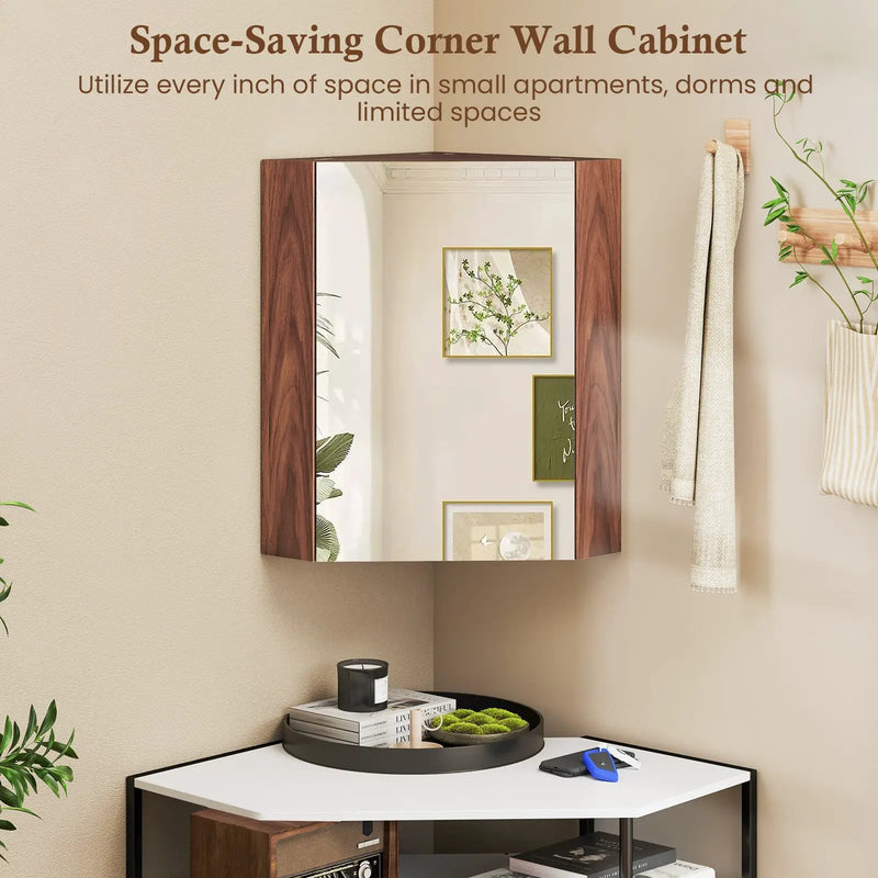 Corner Medicine Cabinet with Mirror with Open Mirror Door and Adjustable Shelf by DirectDeals