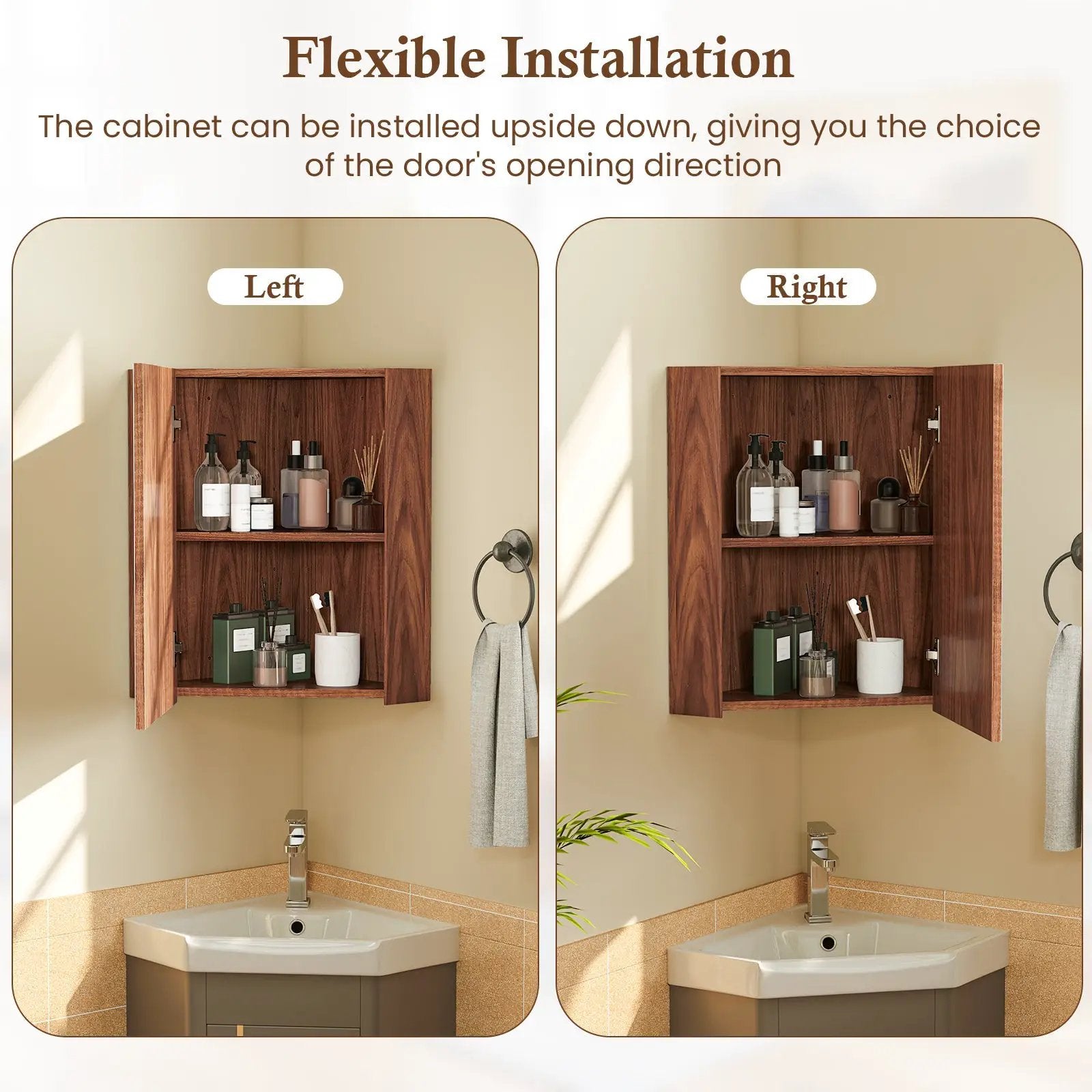 Corner Medicine Cabinet with Mirror with Open Mirror Door and Adjustable Shelf by DirectDeals