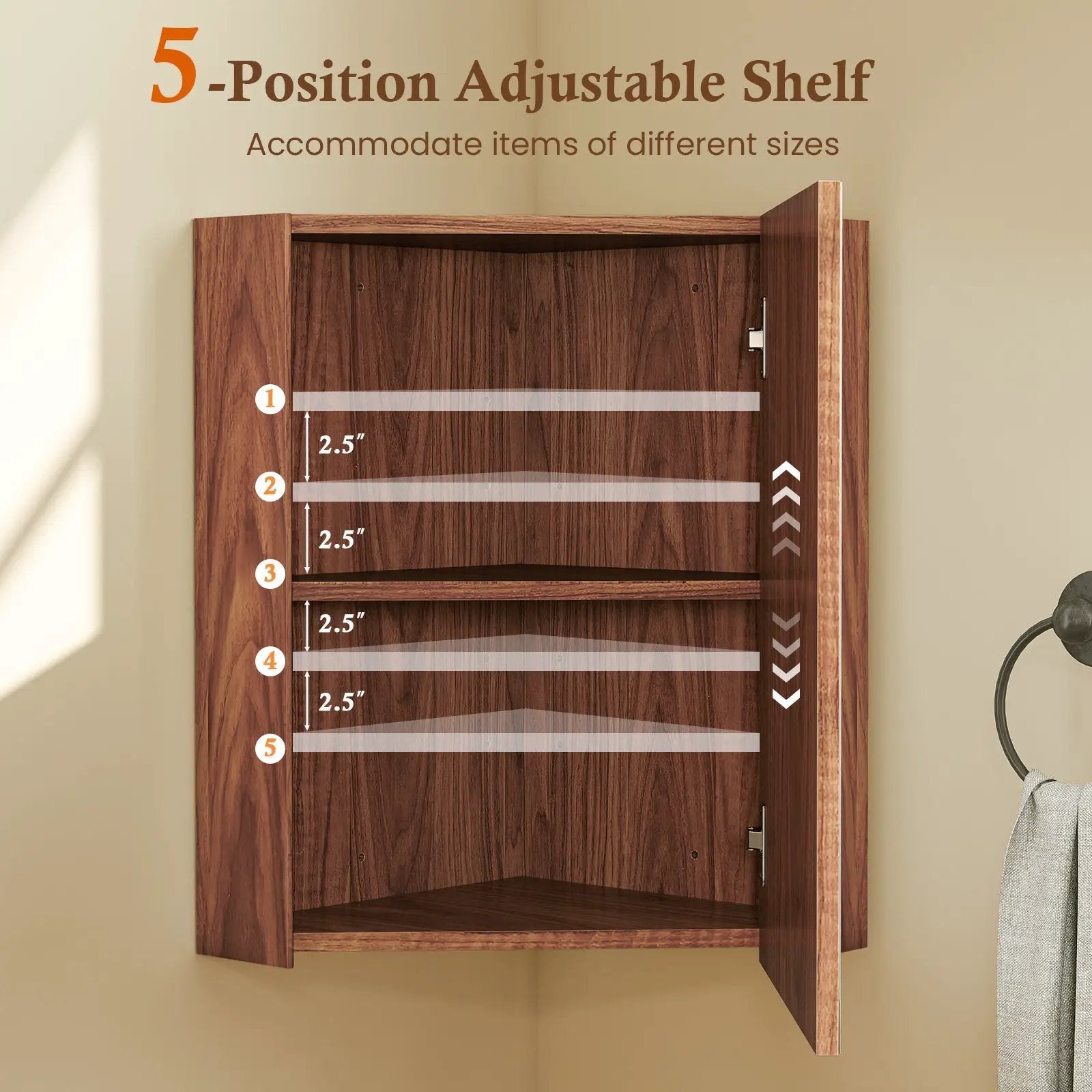 Corner Medicine Cabinet with Mirror with Open Mirror Door and Adjustable Shelf by DirectDeals