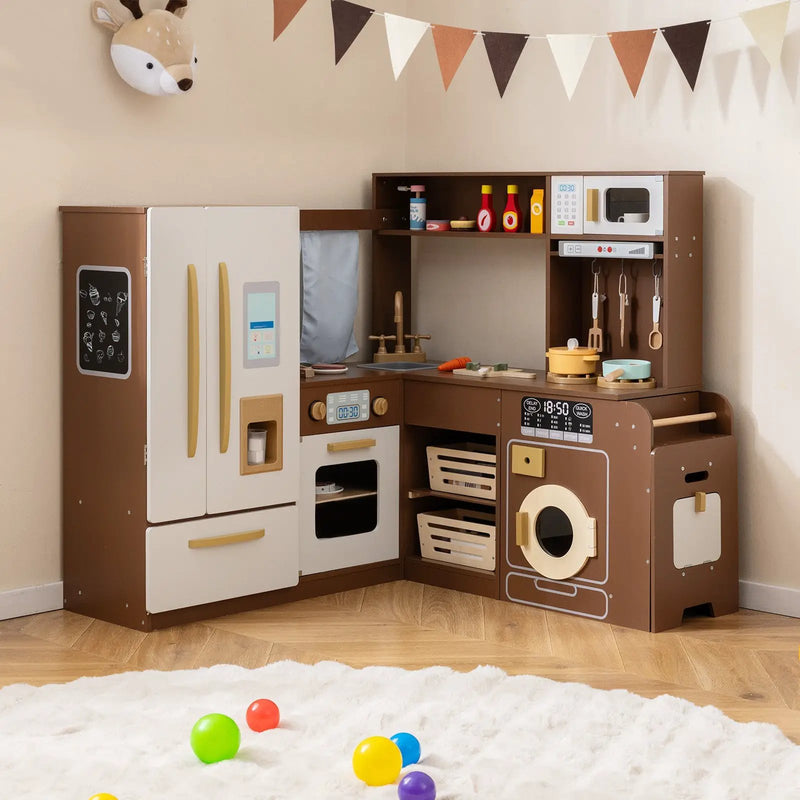 Corner Play Kitchen with Lights and Sounds for Ages 3+ by DirectDeals
